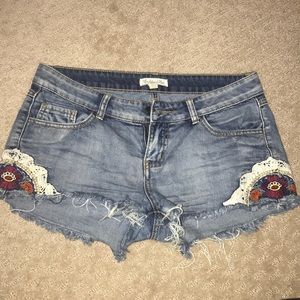 Embroidered Jean Shorts